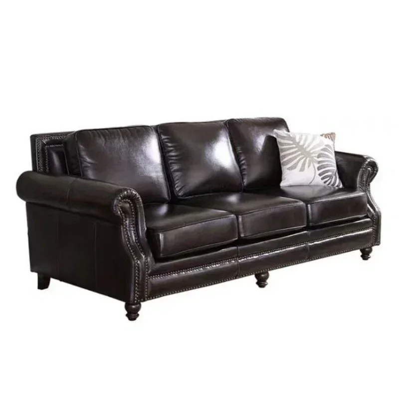 

Multi functional modern waterproof leather sofa, Nordic style black home furniture, soft and comfortable