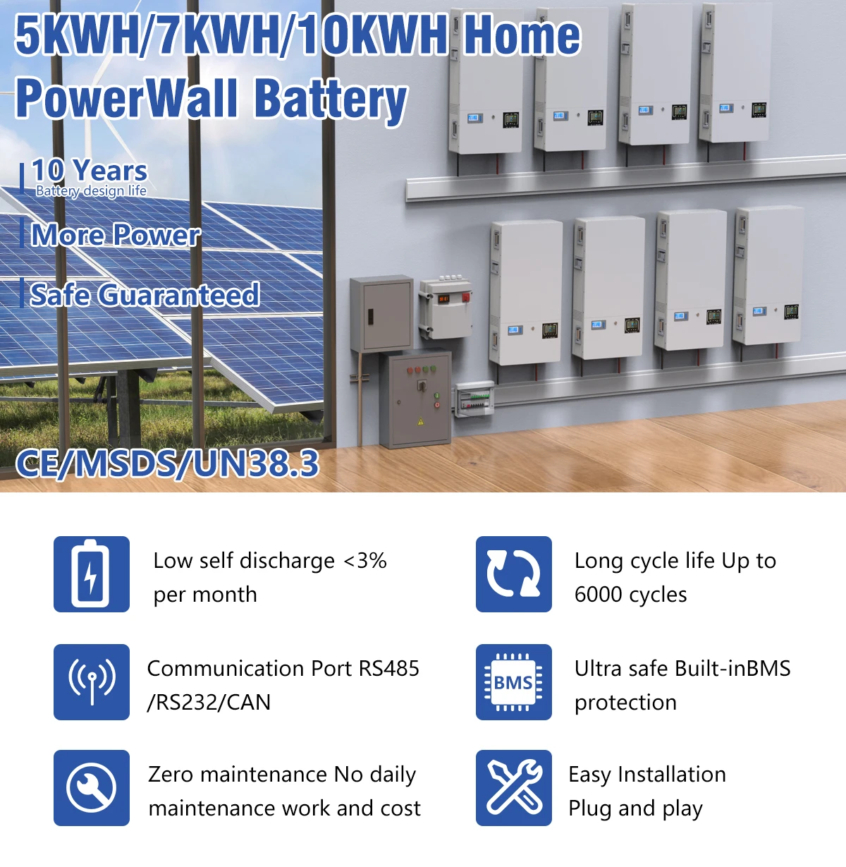 48V 100AH PowerWall 2 w 1 wbudowany inwerter LiFePO4 akumulator 5KWH 6000 cykli Plug and Play z PV dla domowy System fotowoltaiczny