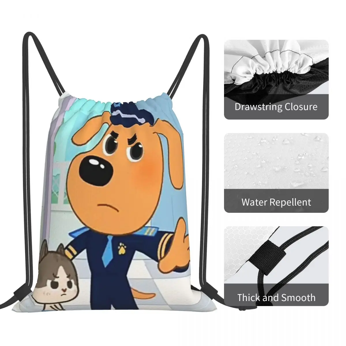 Sheriff Labrador Backpacks Multi-function Portable Drawstring Bundle Pocket Sundries Bag Book Bags For Man Woman School