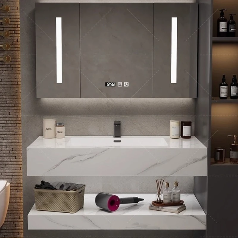 

Partitions Organizer Cupboard Bedroom China Makeup Mirror Perfume Sink Bathroom Cabinet White Corner Gabinete Hotel Furniture