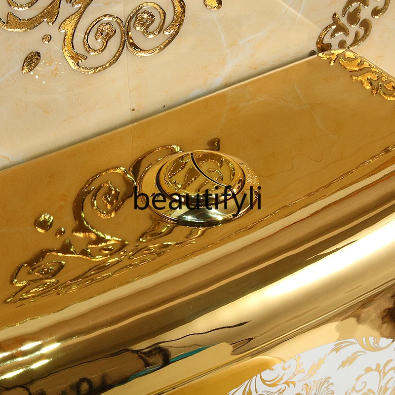 Toilet household flush water saving silent siphon super swirl toilet golden European toilet