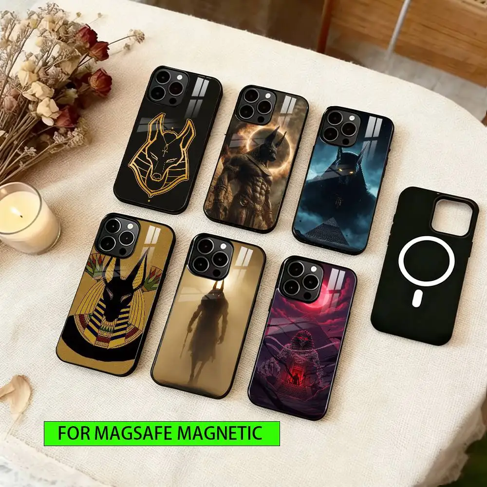 

Ancient Egyptian Anubis Phone Case For iPhone17,16,15,14,13,12,11 Plus,Pro Magnetic with Magsafe Wireless Charging