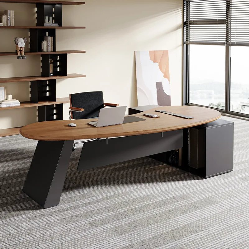&* Solid Wood Boss Office Desk Light Luxury Modern High-end Manager Computer Desk Supervisor Table China Origin Commercial Use 2