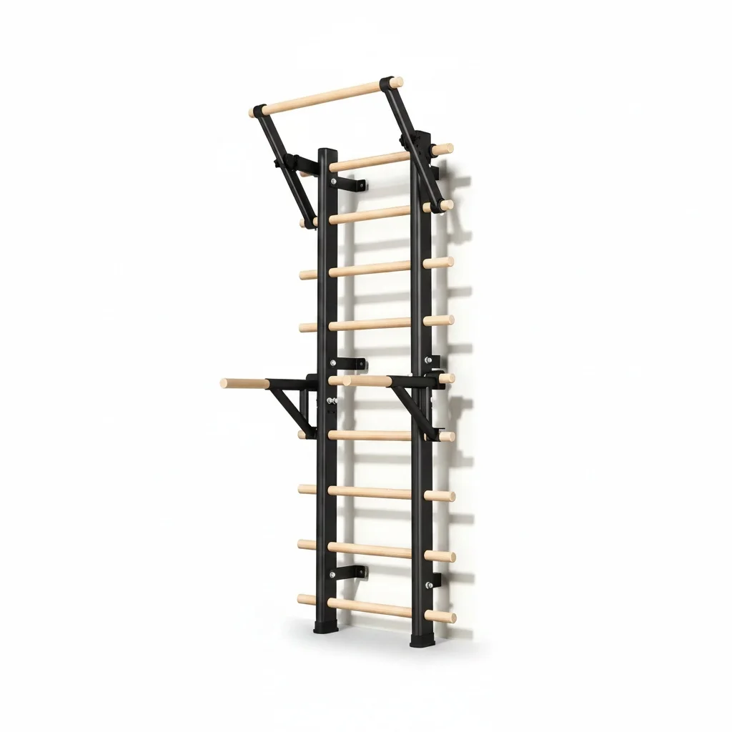 Wall-bar Fitness Equipment, Solid Wood 800x185x1979mm Rib Frame, Climbing Frame, Parallel Bars, Wall-mounted Gym Station