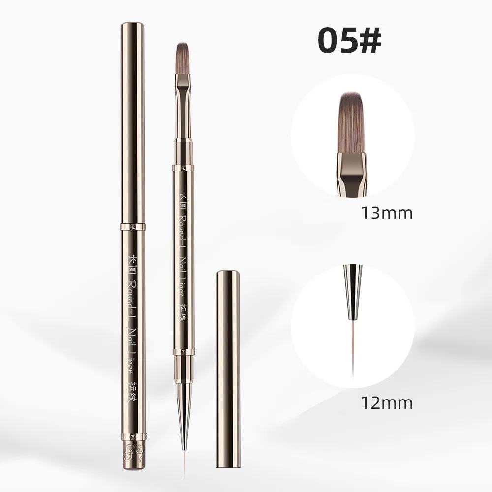1/6PCS Doppel Kopf Metall Griff Nagel Pinsel Liner Pinsel Malerei Stift Gel Pinsel Kristall Nail art Maniküre