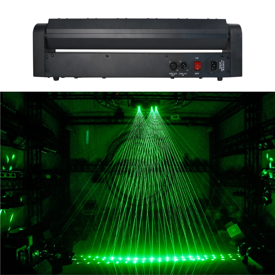 Nieuwe 6 Ogen Bewegende Kop Laserlichten Dmx512 Groene Lijn Lasereffecten Podiumverlichting Projector Dj Disco Dance Party Lights