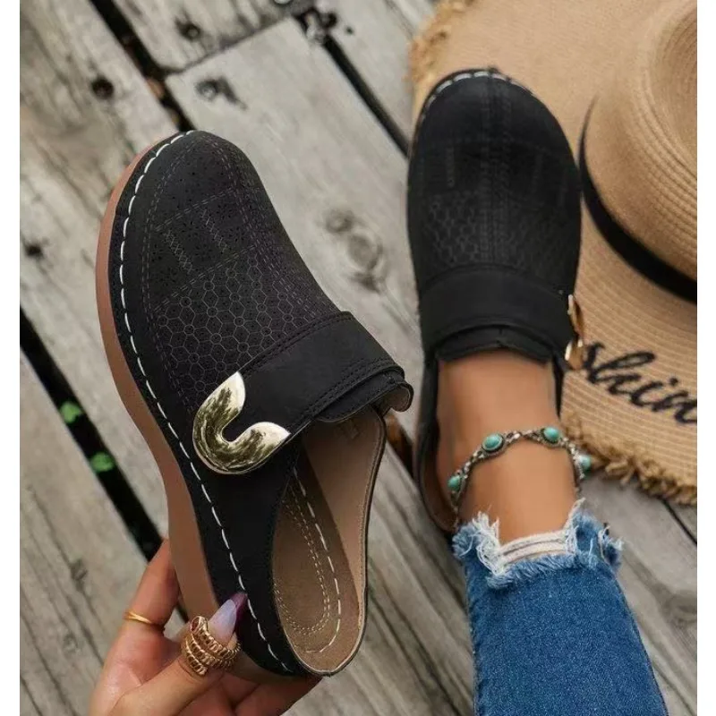 

Новые шикарные женские босоножки на танкетке — легкие туфли без шнуровки на платформе с удобной амортизацией для повседневных тапочек на танкетке