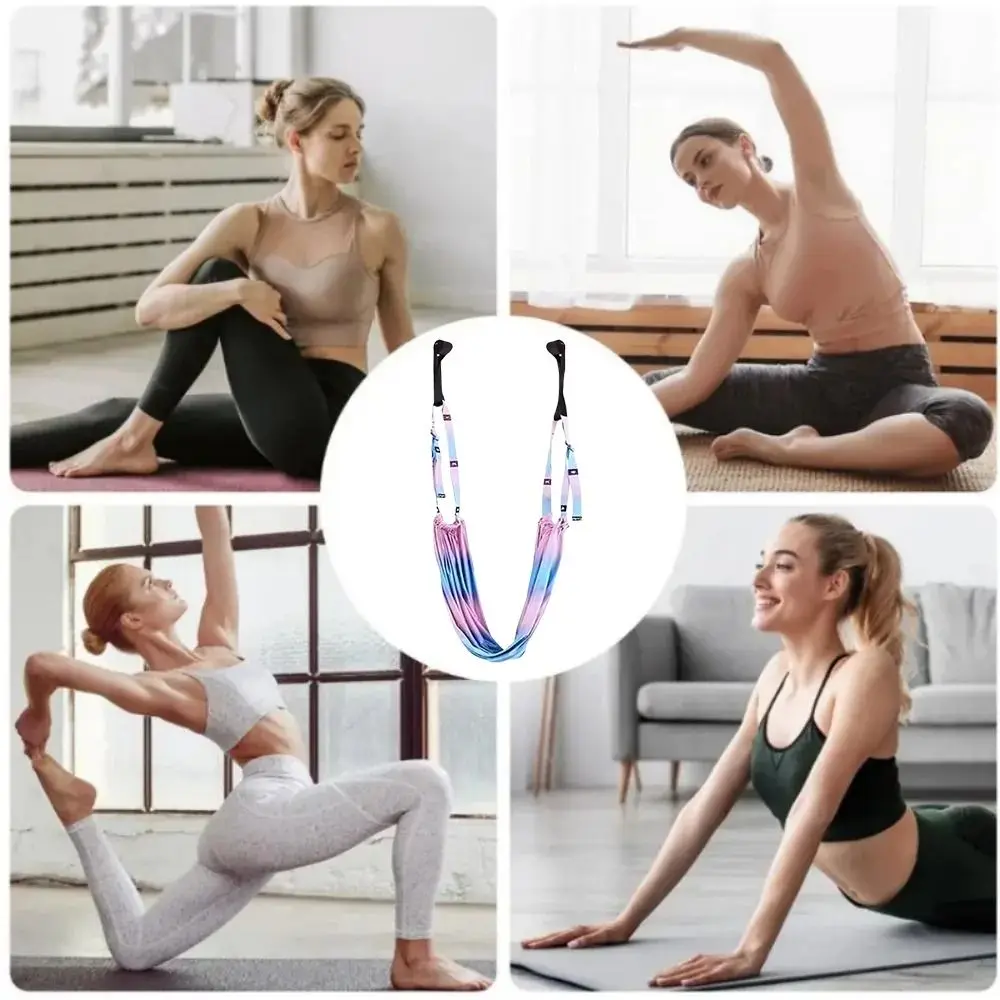 Adjustable Women Aerial Yoga Strap Resistance Auxiliary Elastic Stretch Aerial Yoga Hammock Swing Door Hanging