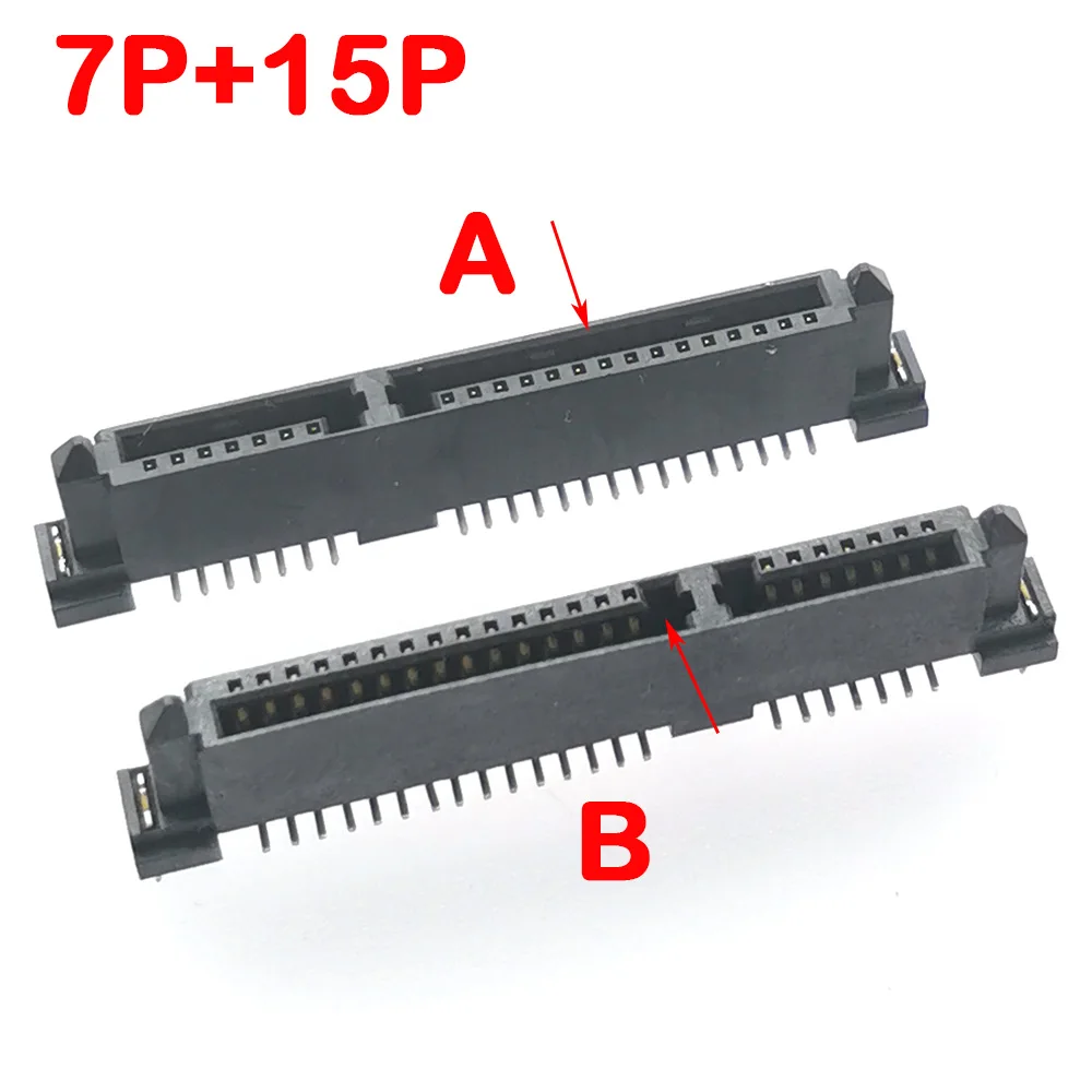 2-10pcs 22P SATA Connector Jack 7P+15P 22 Pin Female Straight Single Row Interface Socket Adapter Port For Hard Drive HDD