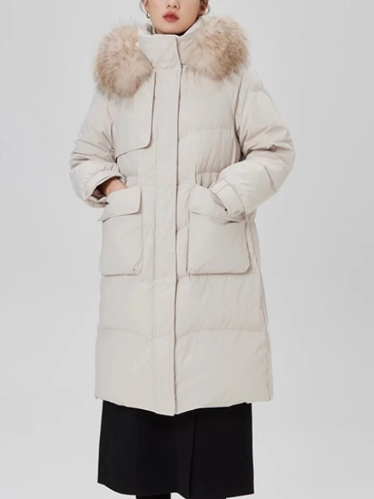 Winter New Solid Color Women Parkas White Black Sweet Loose Coats Female Chicly Fashion Street Leisure Warm Woman Parkas