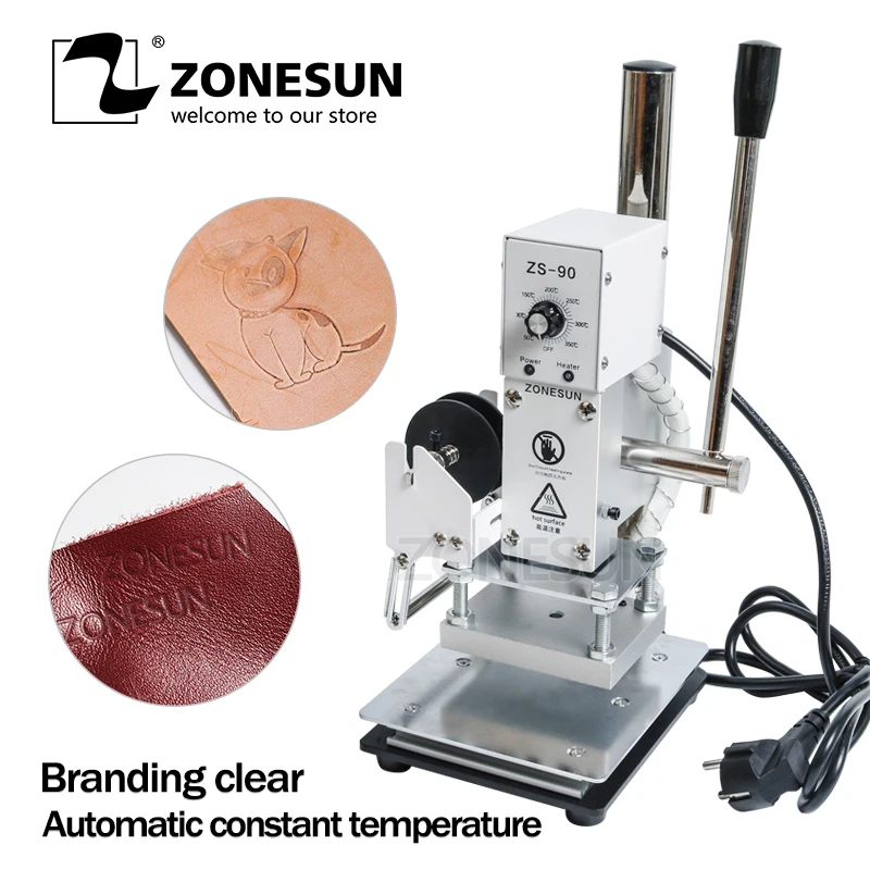 ZONESUN 110V/220V Manual Hot Foil Stamping Marking Machine Leather PVC Printer With Temperature Control Heat Press Machine