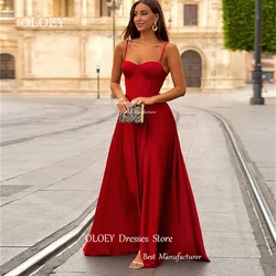 OLOEY Elegant Sweetheart Evening Dresses Silky Satin Women Wedding Party Dress Prom Gown Spaghetti Straps Corset Custom Made