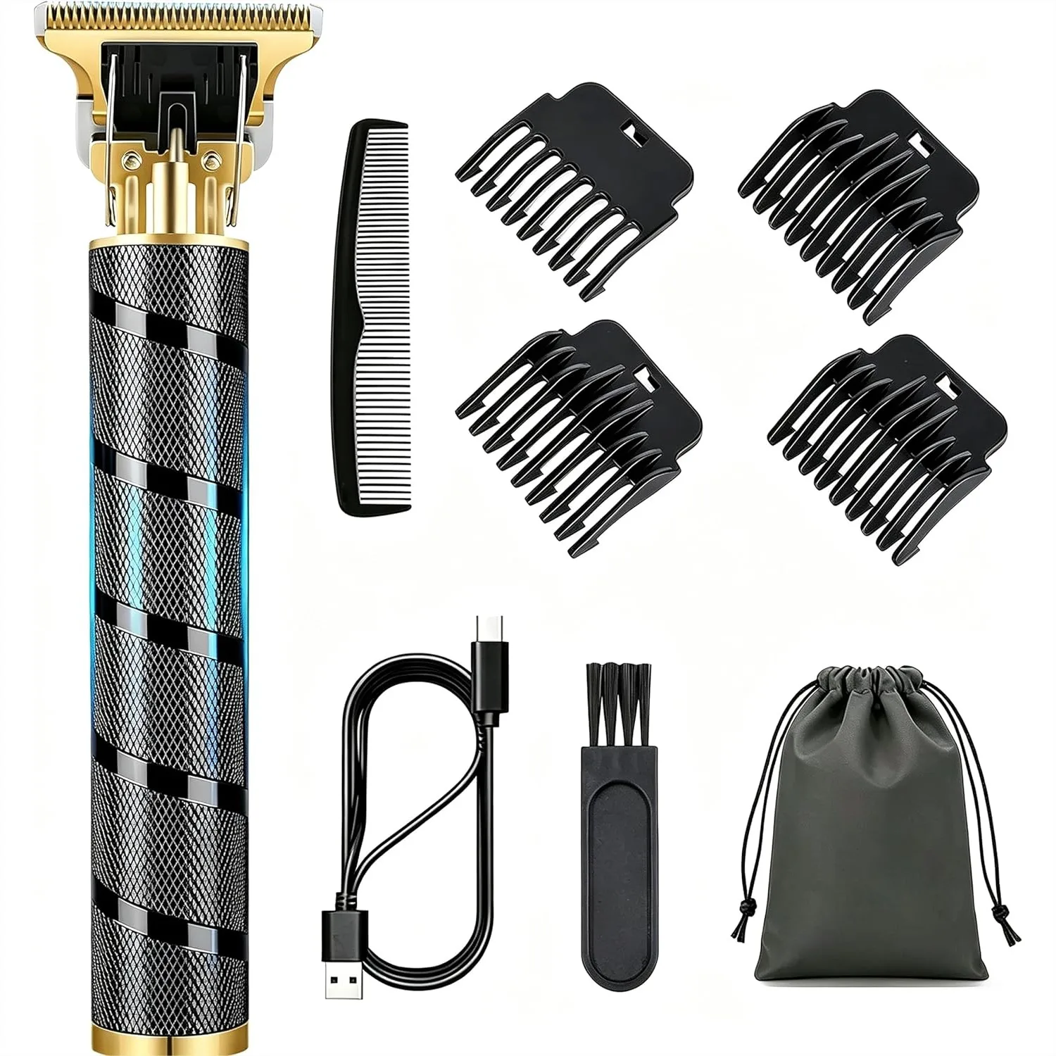 

Cordless Hair Clipper and Beard Trimmer for Men with Zero-Gapped T-Blade, 4 Guide Combs, Rechargeable Grooming Kit for Home and