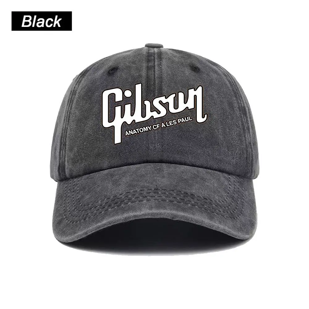 Vintage Washed Baseball Cap Gibson Logo Print Graphic Unisex Streetwear Casual Trucker Style Summer Cotton Sun Hat