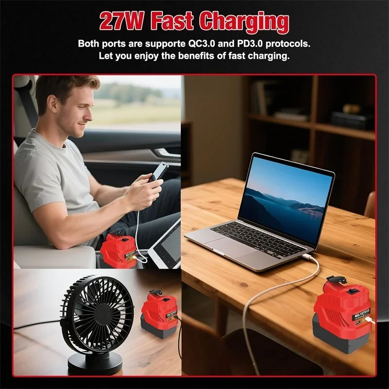 

for Milwaukee 18V Battery 240W Cigarette Lighter Interface Car/Vehicle Refrigerator Power Supply DC 12V Buck Converter Regulator