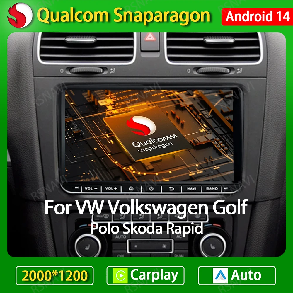 

Автомагнитола Carplay для VW/Volkswagen Passat, Golf MK5, MK6, Jetta, EOS, POLO, Touran, Seat, Sharan, GPS-навигация, 4G, Wi-Fi, QLED