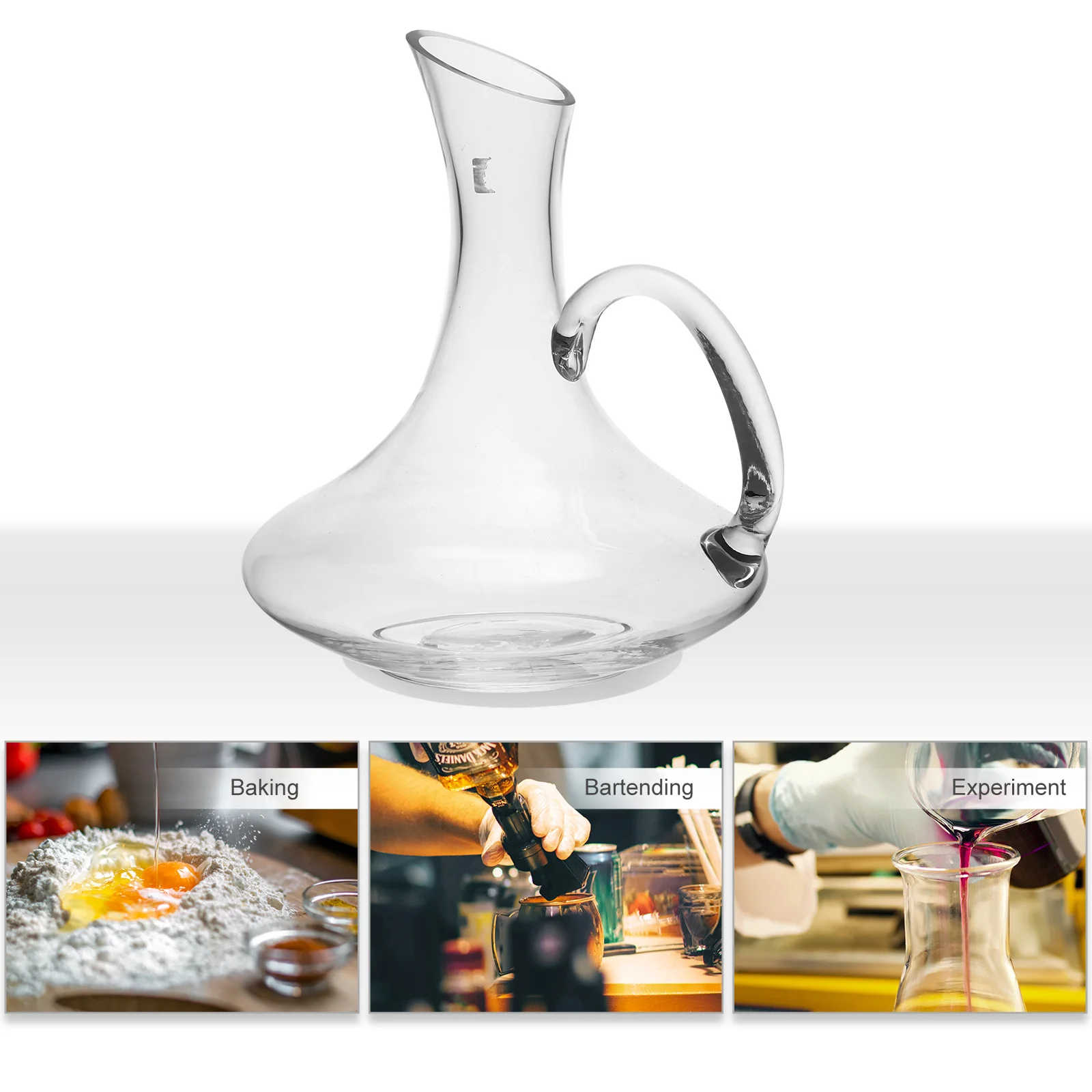 

1Pcs Red Wine Decanter Creative Glass Pourer Handle Transparent Bright Smooth Surface Easy Clean for Home Bar Restaurant Hotel