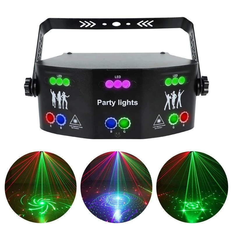 15 Eyes Laser Stage Light RGB DMX DJ Disco Party Strobe Light Memory Voice Control Halloween Christmas Club Holiday Decoration