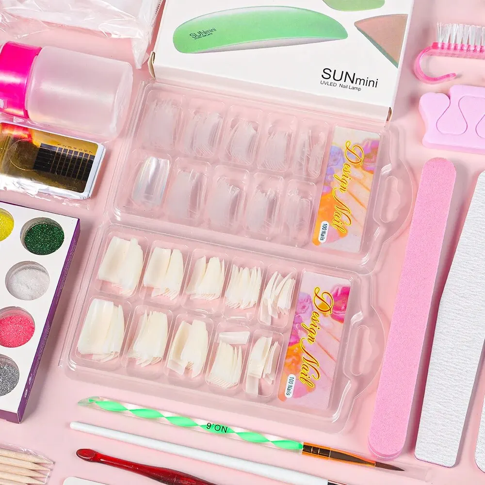 ผงอะคริลิคสำหรับเล็บโมโนเมอร์เหลวตกแต่งศิลปะสำหรับชุดอุปกรณ์แต่งเล็บชุดเล็บคริสตัลกากเพชรอุปกรณ์แกะสลักเล็บปลอม3มิติ