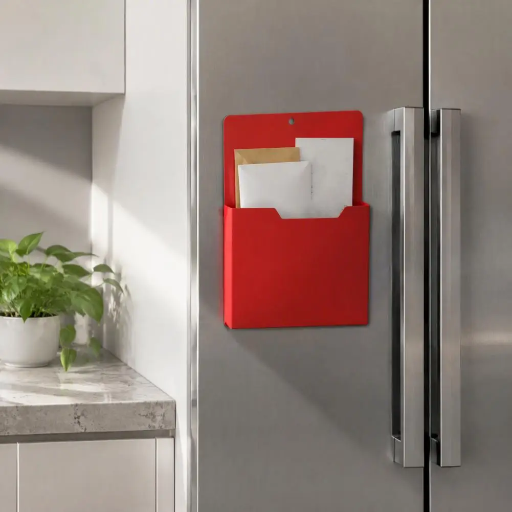 Refrigerator Storage Pocket Magnetic Mail Sorter 4pcs Magnetic File Pocket Organizer Durable Wall-mounted Storage Box for Office