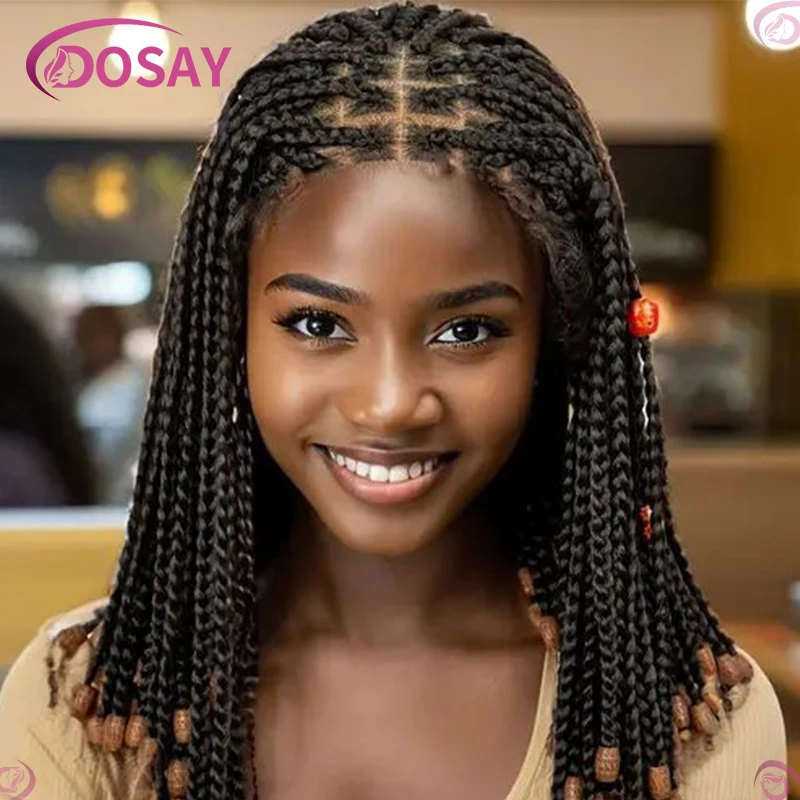 

Synthetic Short Bob Full Lace Wig Braided Wigs For Black Women 10" Knotless Box Braid Wig Braids Hair Wig Black Braiding Hair