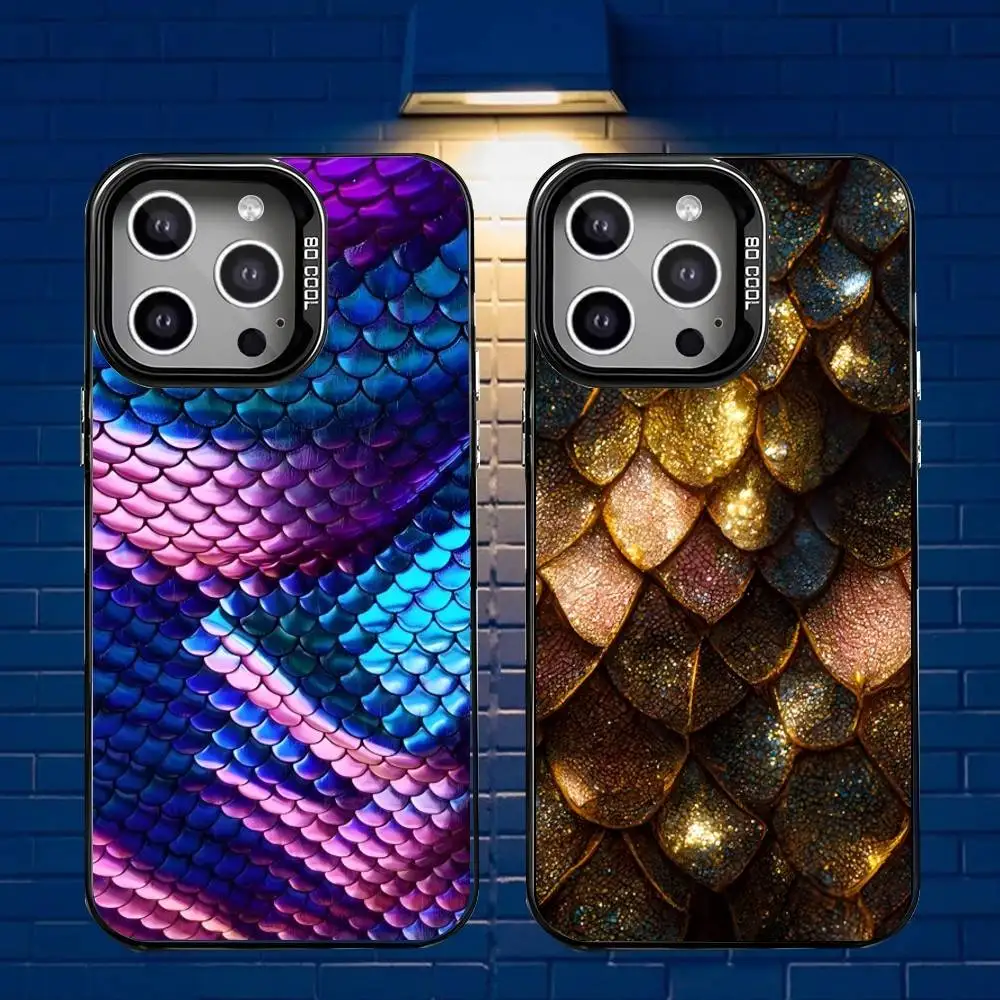 

Dragon Scale Phone Case For iPhone 16,15,14,13,12,11,Mini,Pro,E,MAX Gray Matte Silicone Black Cover