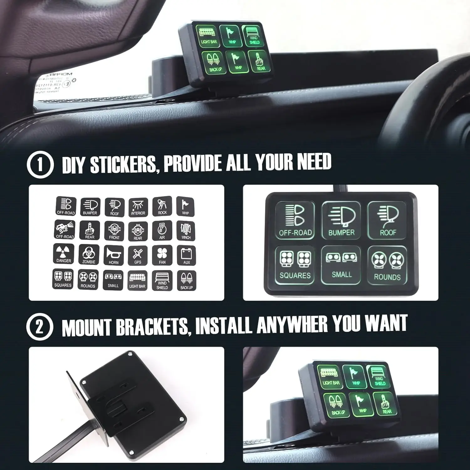 6 عصابة لوحة التبديل على الخروج التبديل جراب نظام التتابع التحكم في الدائرة مع الصمامات الأسلاك تسخير العالمي للسيارات TrucksATV UTV SUV #2