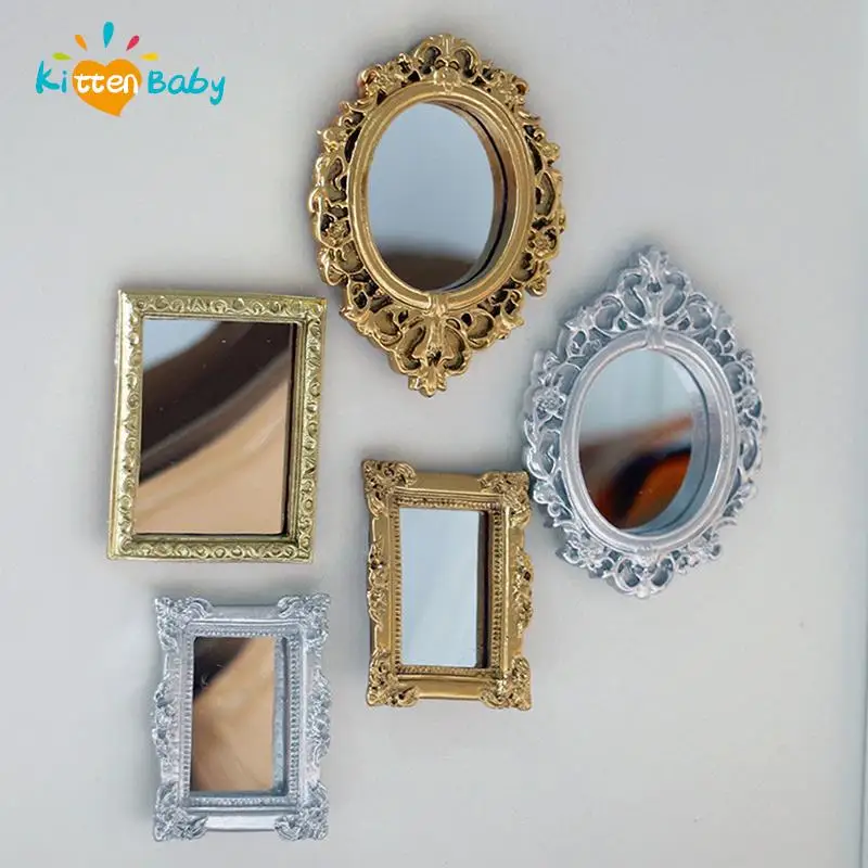 1/12 Dollhouse Miniature Frame Accessories Furniture Miniature Mirror Wall Room Mirror Doll House Mirror