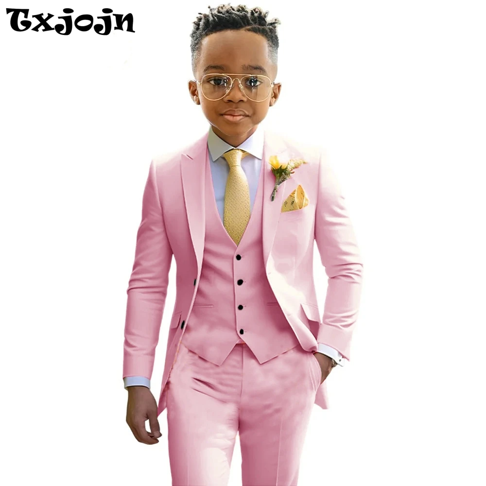 Formal Boys Suits Wedding Tuxedo 3 Pieces 2-20T Kids Slim Fit Jacket Vest Pants Birthday Party Sets School Performance Outfit