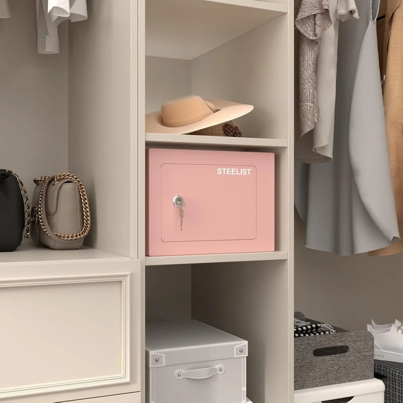 صندوق خزنة صغير بمفتاح، أموال وردية، تخزين المجوهرات النقدية، قفل، 0.23 كوبي