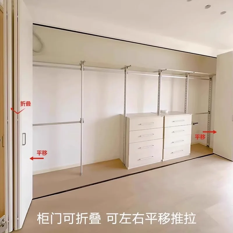 Cloakroom Metal wardrobe folding door pulley translation left and right sliding cabinet door up and down track Hardware accessor