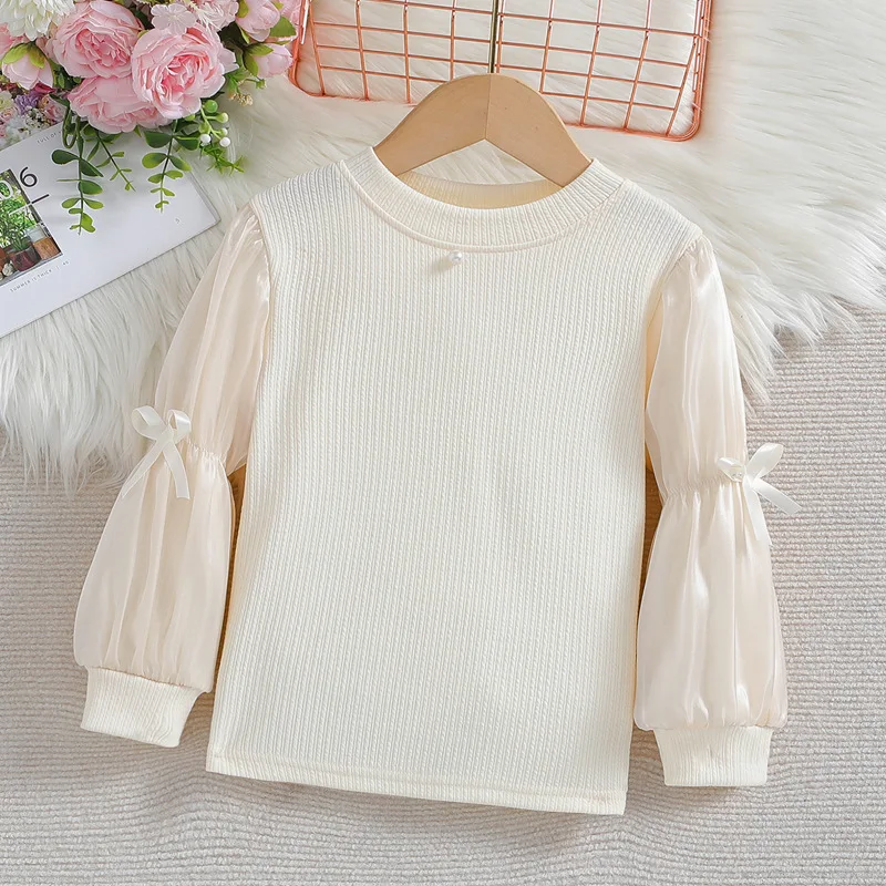 Girls\' bottoming shirt spring and autumn2024new fashionable stylish inner girl lantern sleeve Princess Lolita top fashion