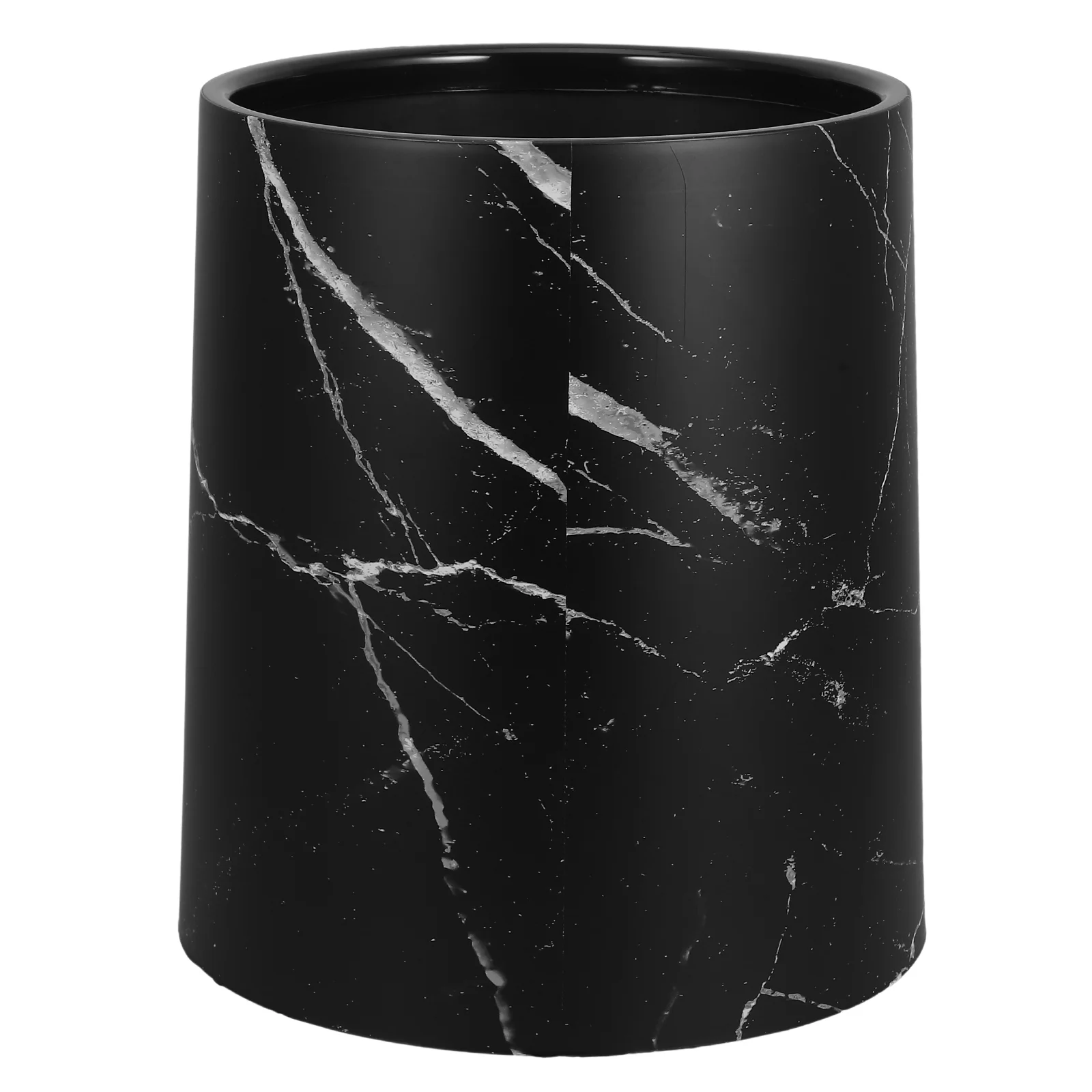 Marbled Trash Can Garbage Container with Lid Wastebasket Paper Decal Bin Room Round Pulley