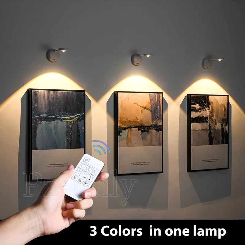 Spotlights USB Rechargeable Intelligent Human Sensing Wireless Wall Light Dimmable Led Spotlight for Lighting Paintings Pictures