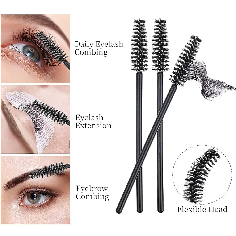 50pcs Disposable Eyelash Mascara Wands Brush Eyebrow Eye Lashes Cosmetic Brushes Applicator Spoolers Women Makeup Brush Tools