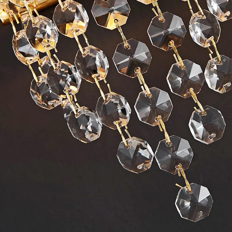 4 Types Connectors Clear Color 14mm K9 Crystal Octagon Beads Chain Garlands Chandelier Lamp Part DIY Curtain Home Wedding