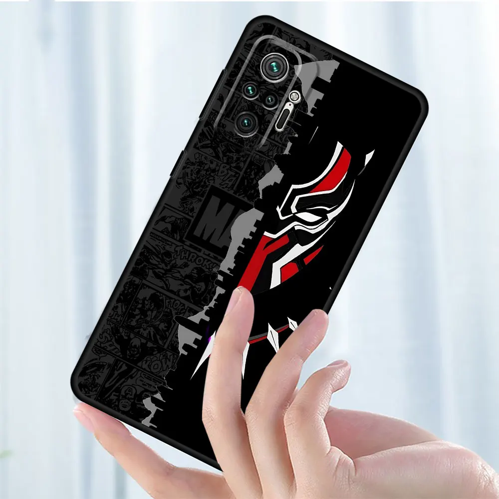 Cover Case for Xiaomi Redmi Note 10S 12S 11S 10 Pro 11 Pro 9 10 9S 8T 8 7 12 9T 12 Pro Luxury Marvel Black Panther Black Soft