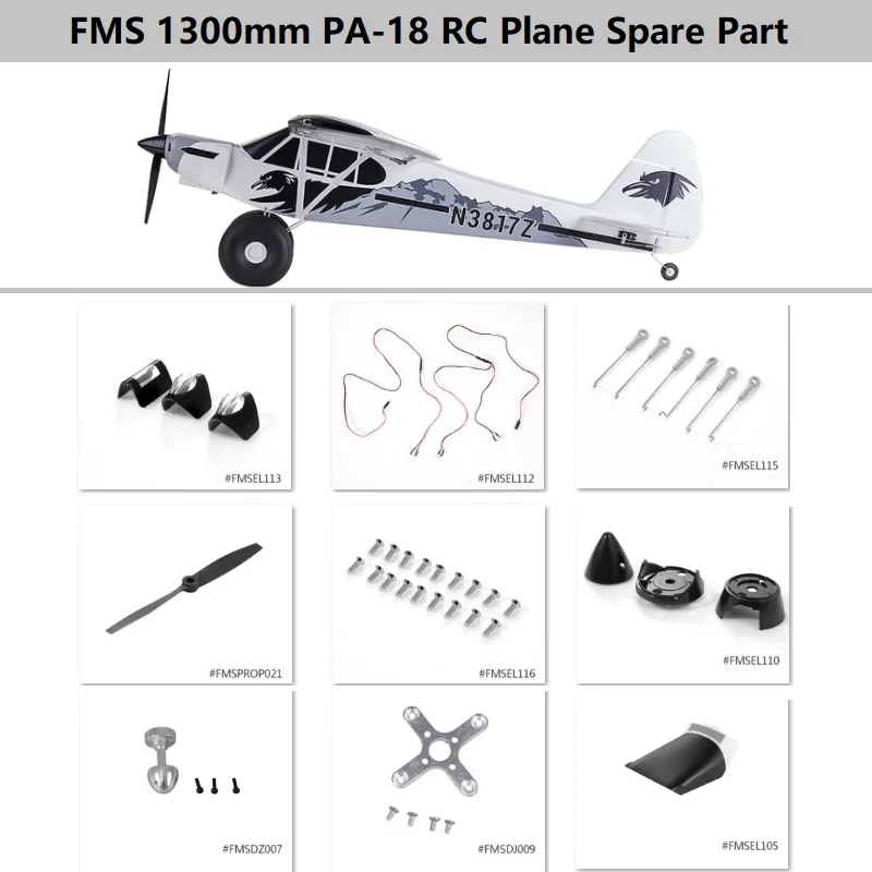 FMS 1300mm PA-18 RC Aircraft Parts Spinner Propeller Battery Cover Light Set