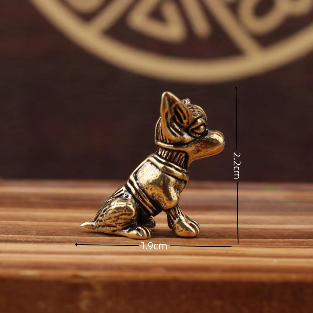Copper Sculpture Solid Copper Puppy Brass Ornaments Cute Dog Zodiac Dog Antique Old Brass Tea Pet Small Ornaments