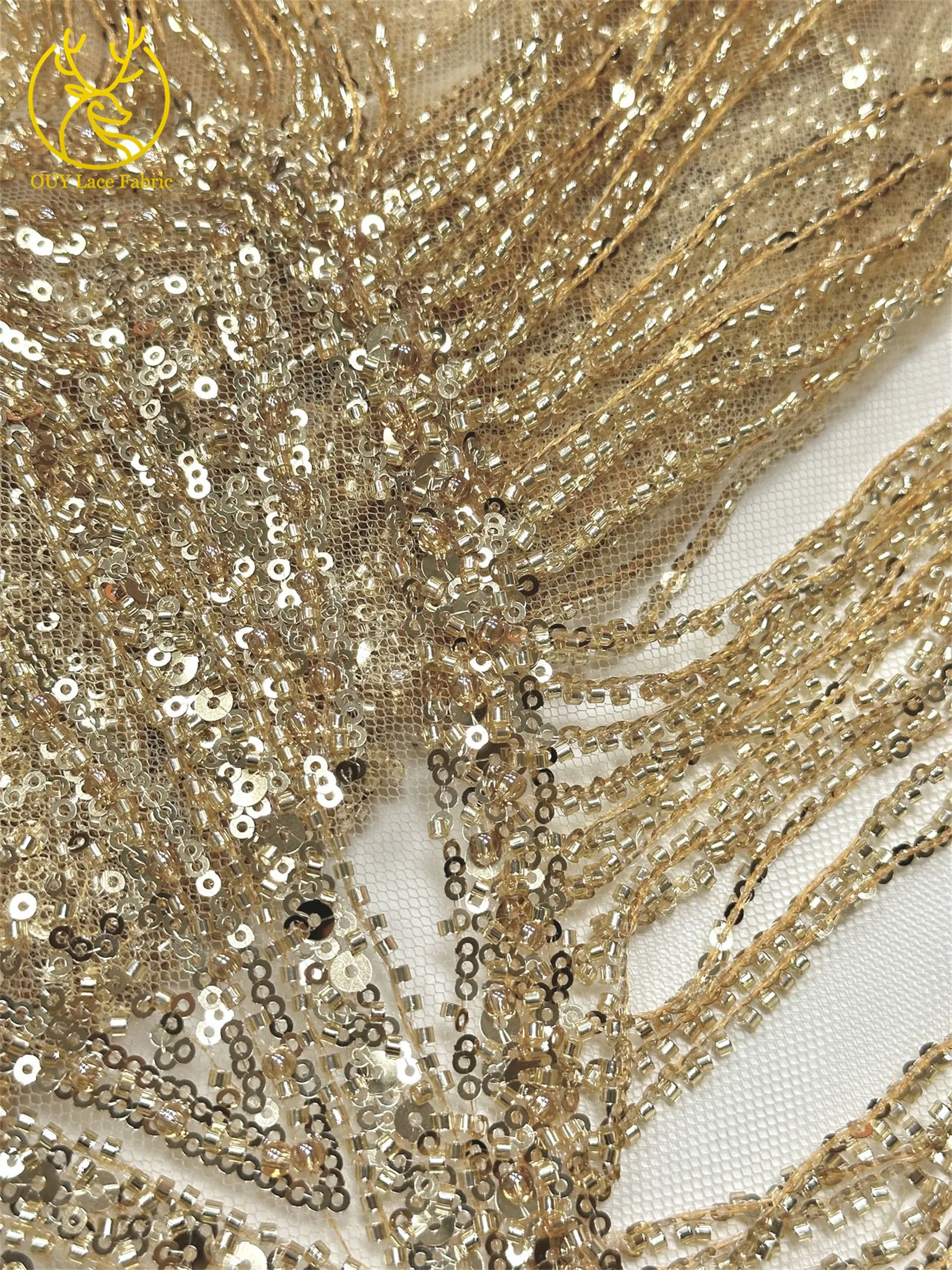 Königsblauer Afrikanischer 3D-Anhänger Perlenbesetzter Spitzenstoff 2026 Hochwertige Nigerianische Pailletten-Spitze für Brautkleider und Festkleider – Detail 16