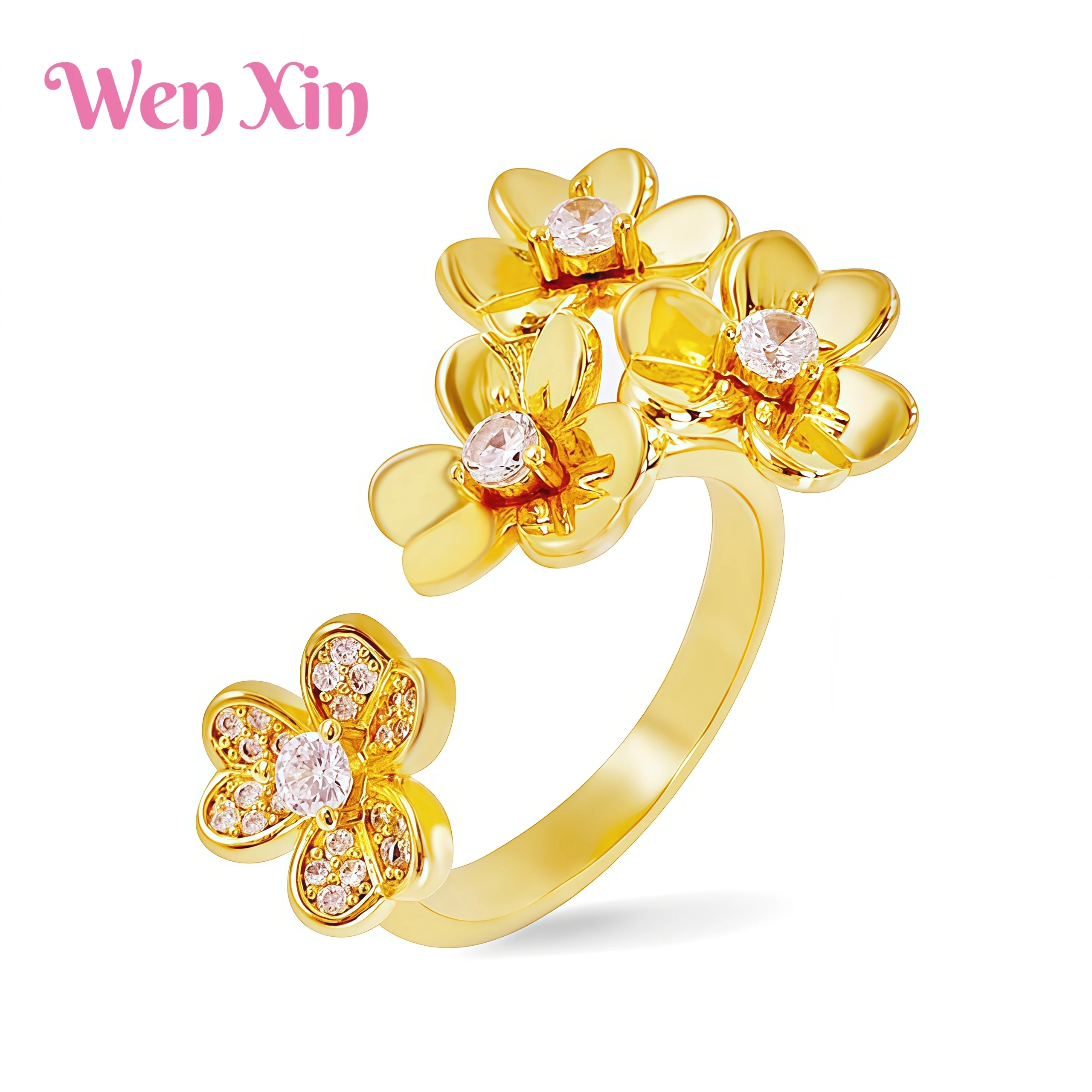 

WENXIN Brand MUSHAN MCT New Products Hot Sales Luxury Ring Fashion Clover Lady Open Ring Fashion Ring Accessories