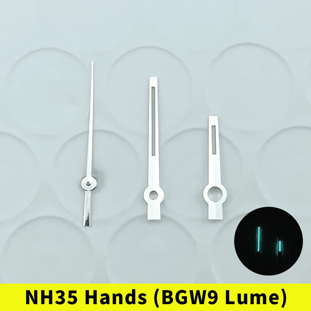 Date-just Style NH35 NH38 Watch Hands Set for 28.5mm Dial BGW9 Lume Polished - NH35A NH38A NH36A 7S26 7S36 4R15 4R35 4R36
