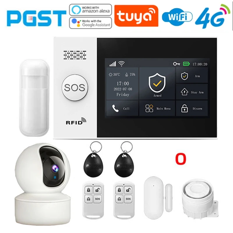 モーション検出器,バーガーアラームシステム,アレクサおよびグーグルセンサー,4g Tuya pgst,pg 107,wi-fi,gsmを備えたワイヤレスホームセキュリティ