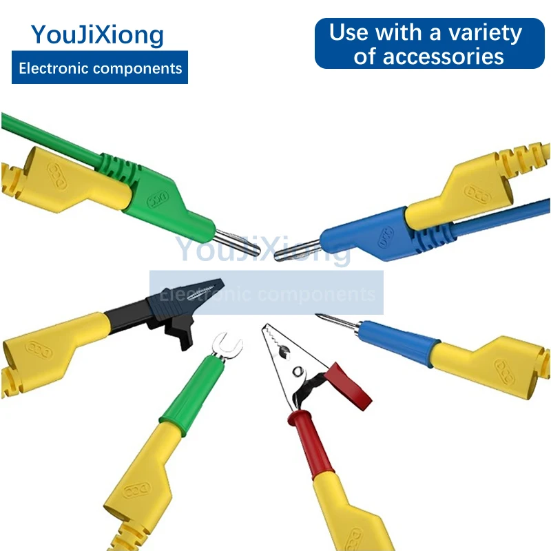 5 Pcs DCC Power Test Wire Pure Copper 4mm Double-ended Banana Plug 1m 2m High Voltage Cable