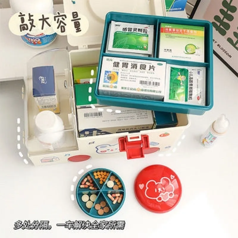 Scatola Organizer per medicinali di grande capacità a forma di ambulanza Kit di pronto soccorso portatile contenitore per medicinali scatola per Kit