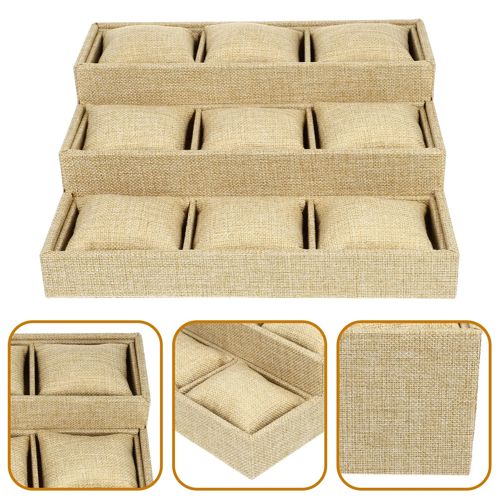 

Набор из 1 органайзера для часов, многофункциональный лоток для хранения часов, колец, серег, классический цвет, настольный футляр