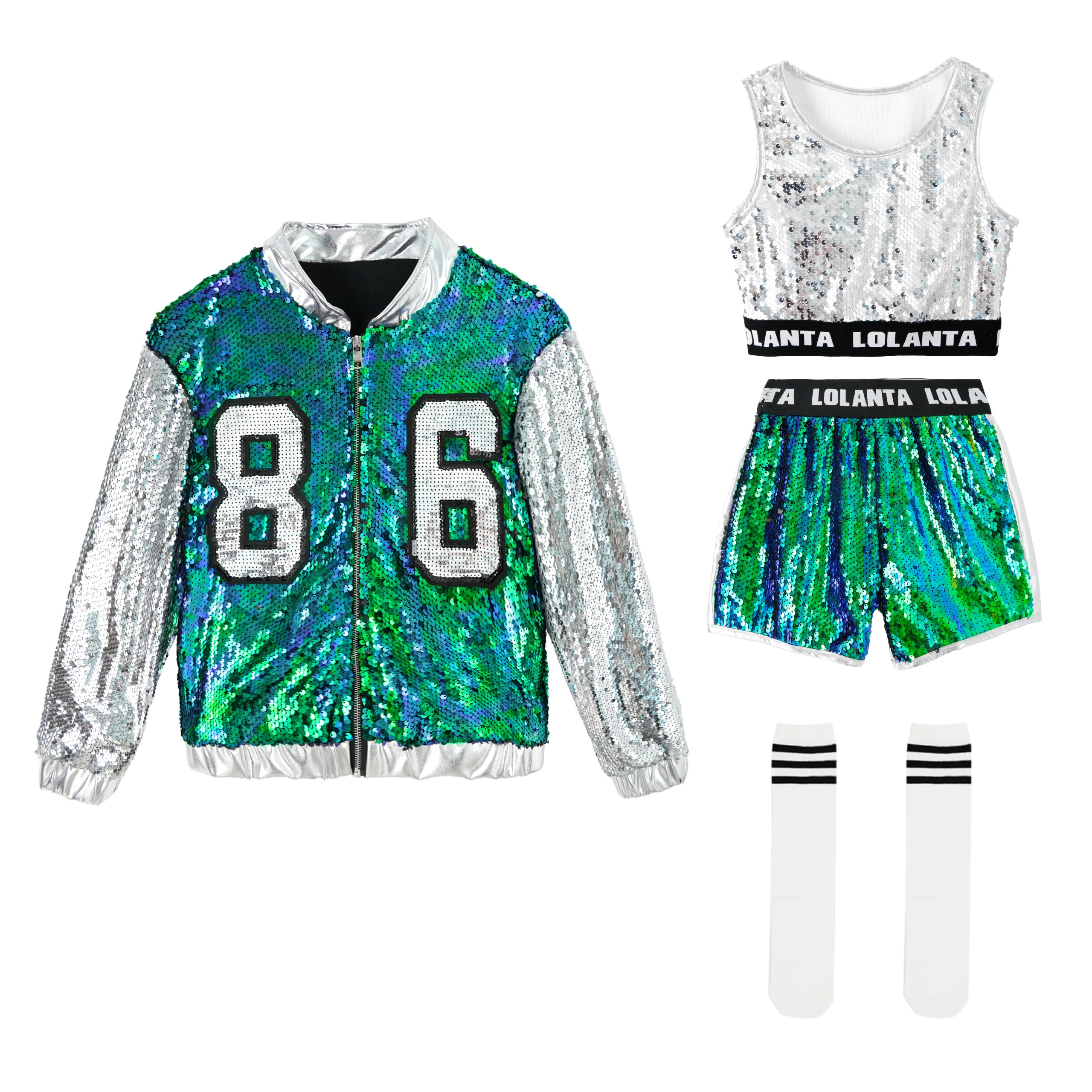 LOlanta meisjes pailletten danskostuum Sparkle hiphop jazzdansjurken moderne dansoutfits 4-14 jaar