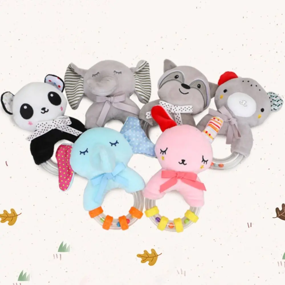 

Development Cartoon Animal Hand Bell Early Education Ringing Infant Toys Handle Bell Plushies Doll Wear-resistant