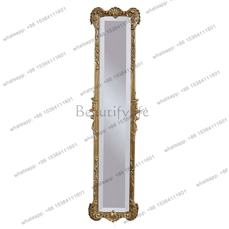 French wall-mounted carved full-body dressing mirror household living room wall-mounted decorative mirror