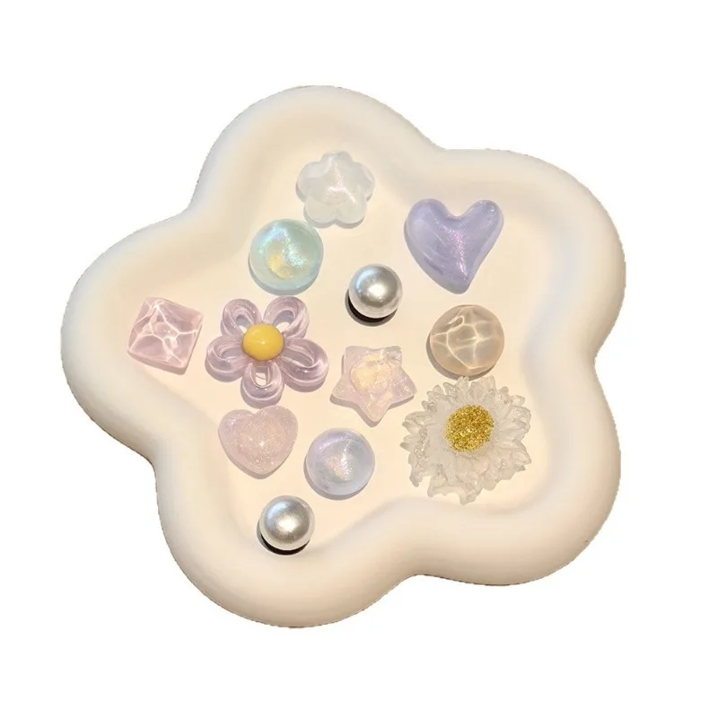 Set of Shoe Charms, Jelly Shoe Decorations, Transparent Crystal Gem Pearl Flower Charms for Square‑Toe Sandals